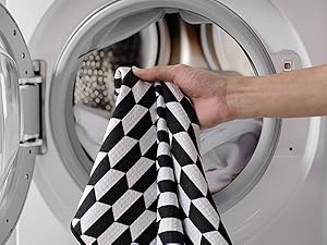 RECYCO Waffle Kitchen Towel Set of 2 - Quick Dry Microfiber Sustainable Dish Towels - Ultra Absorbent Reusable Cleaning Tea Towels - Lightweight Hand Towels,16”x 28”, Black & White Mirage