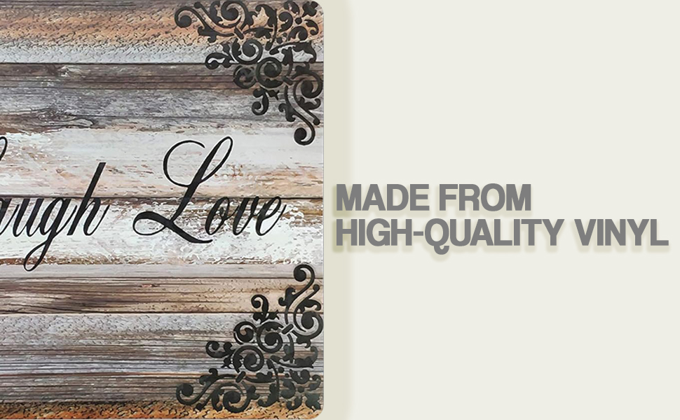 Vinyl Rectangular Placemats Set of 4 - Non Slip Place Mats Ideal for Indoor and Outdoor Dining Table - Washable and Heat Resistant Table Mat for Kitchen Tables (Live Laugh Love)