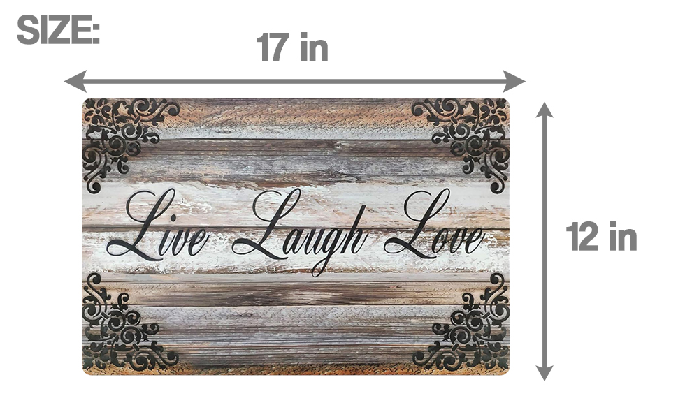Vinyl Rectangular Placemats Set of 4 - Non Slip Place Mats Ideal for Indoor and Outdoor Dining Table - Washable and Heat Resistant Table Mat for Kitchen Tables (Live Laugh Love)