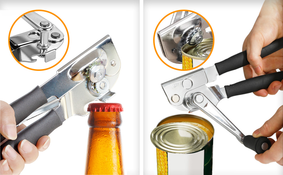 Manual Can Opener,Easy-Grip Hand Crank Can Opener for Seniors & Arthritis - Ergonomic Manual Opener, Heavy Duty for Large Cans, Safe & Comfortable Use at Home or Restaurant