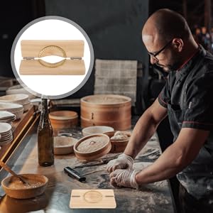 PRETYZOOM Dumpling Artifact Wooden Dumpling Press Mold 5.7In Dough Presser for Homemade Making Kitchen Tool