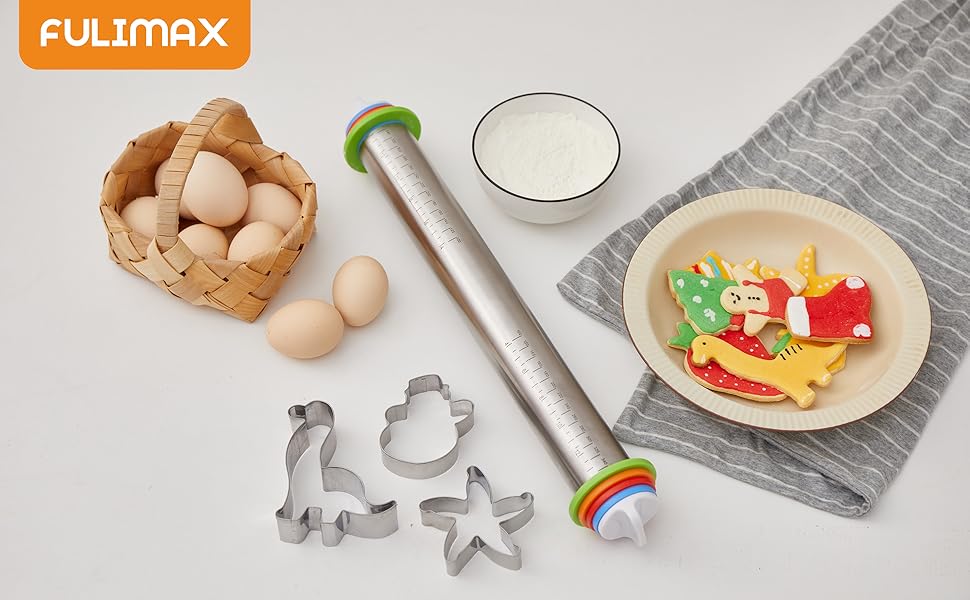 Rolling Pin with Thickness Rings, Fulimax 17