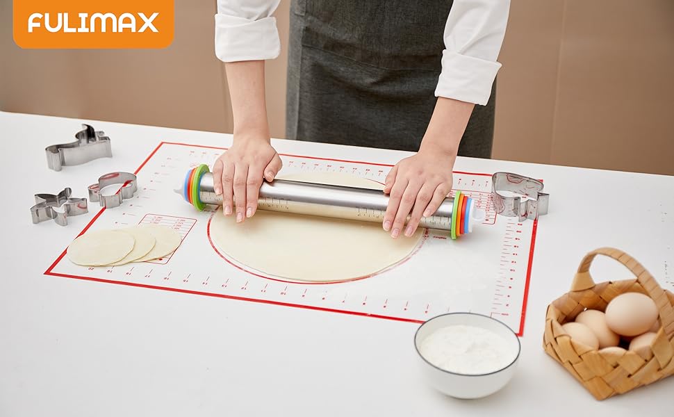 Rolling Pin with Thickness Rings, Fulimax 17