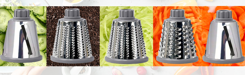 Cheese Grater Rotary Cheese Grater,Versatile Cheese Shredder,Blades for Shredding, Grating, Slicing,Cheese Shredder with Suction Base and Cleaning Brush Kitchen Gift (gray)