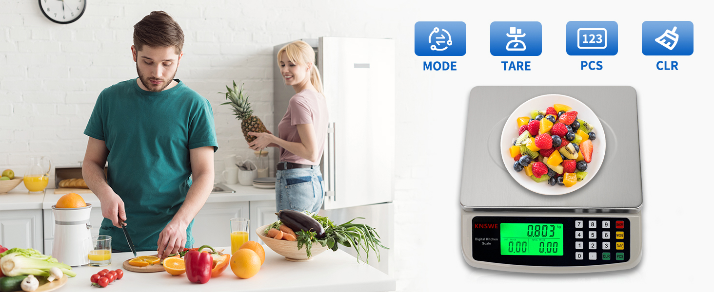 Commercial Food Scale 40KG Large Digital Kitchen Scale Baking Cooking Bread Meat Weight Price Computing Scale Stainless Steel Parts and Coins Counting Scale for Deli Stores Tare Function