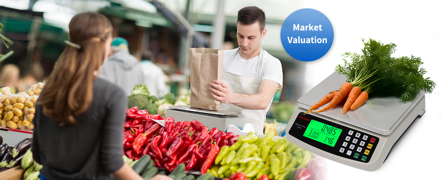 Commercial Food Scale 40KG Large Digital Kitchen Scale Baking Cooking Bread Meat Weight Price Computing Scale Stainless Steel Parts and Coins Counting Scale for Deli Stores Tare Function