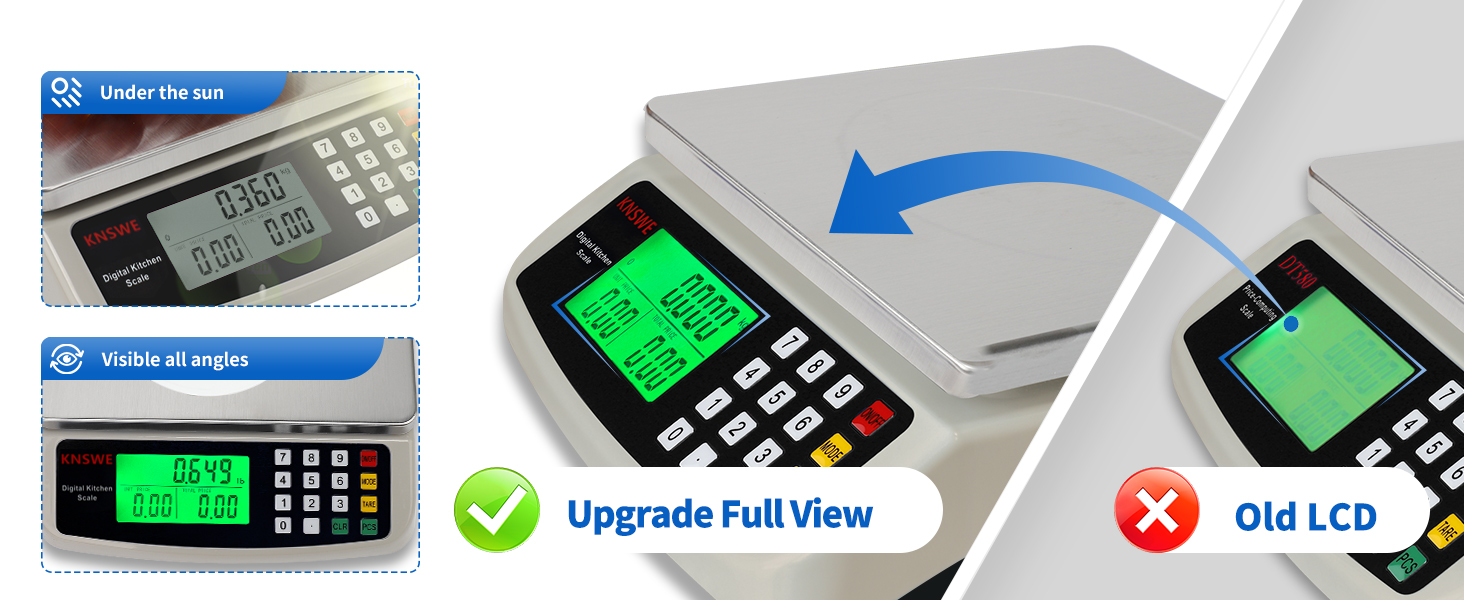 Commercial Food Scale 40KG Large Digital Kitchen Scale Baking Cooking Bread Meat Weight Price Computing Scale Stainless Steel Parts and Coins Counting Scale for Deli Stores Tare Function