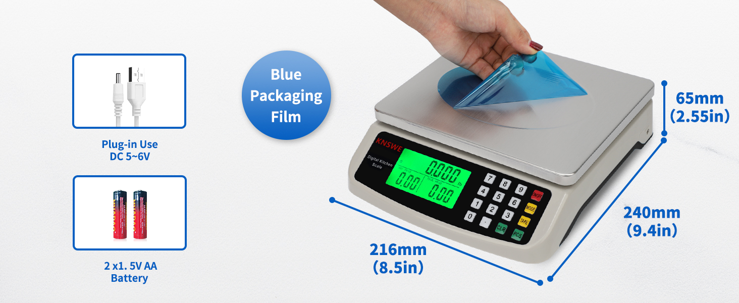Commercial Food Scale 40KG Large Digital Kitchen Scale Baking Cooking Bread Meat Weight Price Computing Scale Stainless Steel Parts and Coins Counting Scale for Deli Stores Tare Function