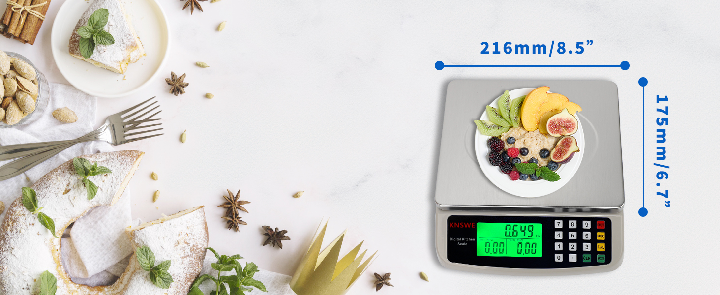 Commercial Food Scale 40KG Large Digital Kitchen Scale Baking Cooking Bread Meat Weight Price Computing Scale Stainless Steel Parts and Coins Counting Scale for Deli Stores Tare Function