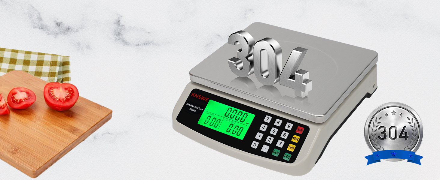 Commercial Food Scale 40KG Large Digital Kitchen Scale Baking Cooking Bread Meat Weight Price Computing Scale Stainless Steel Parts and Coins Counting Scale for Deli Stores Tare Function