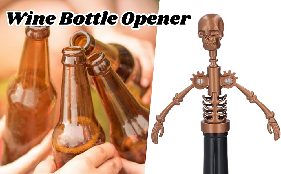 Wine Opener Skull Head Corkscrew Wine Bottle Opener Wine Accessories Wine Opener for Birthdays Graduation Ceremonies Halloween Themed for Wine Enthusiasts