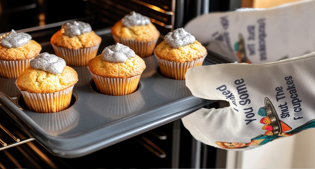 Miracu Funny Oven Mitts for Women, Cute Oven Mitt Set, Fun Kitchen Mittens, Baking Gifts for Women Bakers, Baker Gifts for Mom, Cooking Accessories, Retro Humor Mothers Day Bday Housewarming Presents