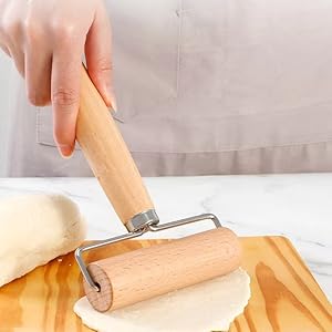 Small Rolling Pin, Wooden Dough Roller, Non-Stick Pizza Roller, Dough Baker Roller Set for Home Kitchen Baking Cooking.