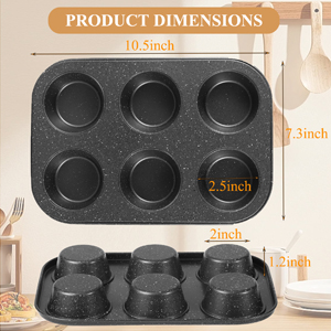 Muffin Cupcake Pan, Muffin Tins Nonstick 6, Muffin Top Cookie Cheese Cake Pan for Baking, Toast Oven Baking Supplies Small Cake Pans Muffin Cups Non Stick