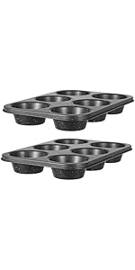 Muffin Cupcake Pan, Muffin Tins Nonstick 6, Muffin Top Cookie Cheese Cake Pan for Baking, Toast Oven Baking Supplies Small Cake Pans Muffin Cups Non Stick