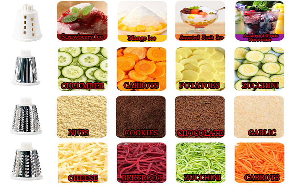 Rotary Cheese Grater with Handle, Multifunctional Kitchen tool, Stainless Steel Rotary Grater Slicer for Fruit, Vegetables, Nuts (Red)