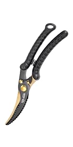 MITSUMOTO SAKARI Japanese Kitchen Shears, Cooking Scissors Titanium Plated for Meat Vegetable Herb