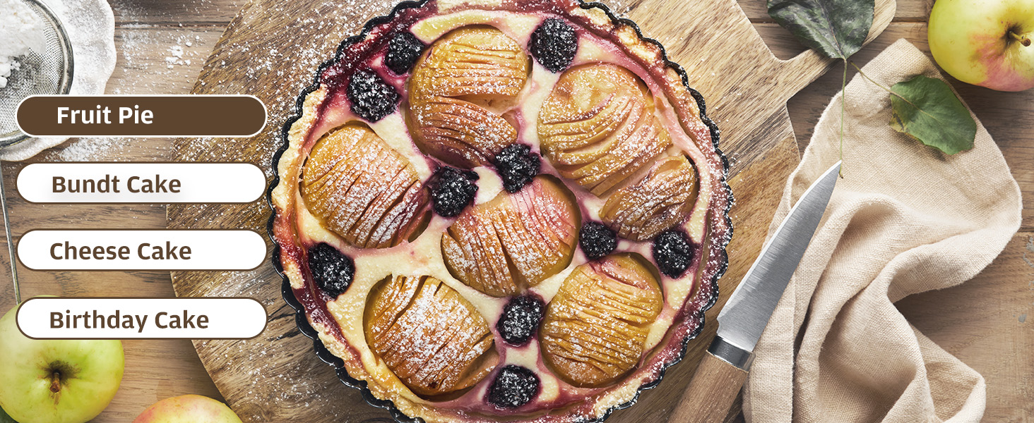 KITESSENSU Non-Stick Cake Pan, 9.5-Inch Aluminum Cake Mold, 8 Cup Fluted Heavy Duty Tube Pan, Durable Rust & Scratch-Resistant, Baking Mold for Jello, Gelatin, Chocoflan, Flan, Marissa, Gold