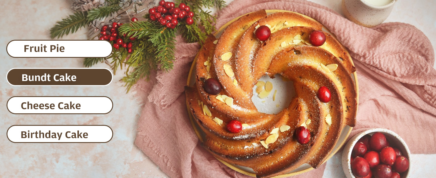 KITESSENSU Non-Stick Cake Pan, 9.5-Inch Aluminum Cake Mold, 8 Cup Fluted Heavy Duty Tube Pan, Durable Rust & Scratch-Resistant, Baking Mold for Jello, Gelatin, Chocoflan, Flan, Marissa, Gold