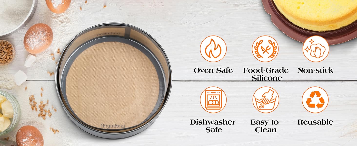 Silicone Baking Mat for Springform Pan 9 inch, Prevent cake from Sticking to Bottom and Side,Easy Clean & Non Sick Silicone Baking mat for Cheesecake Pan