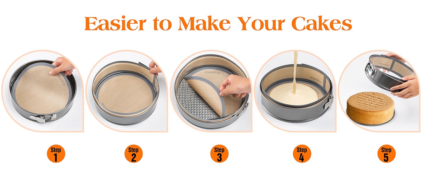 Silicone Baking Mat for Springform Pan 9 inch, Prevent cake from Sticking to Bottom and Side,Easy Clean & Non Sick Silicone Baking mat for Cheesecake Pan