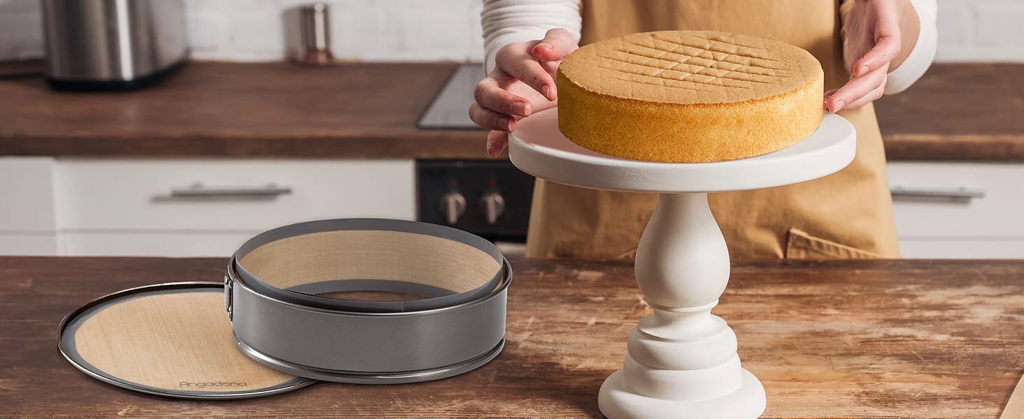 Silicone Baking Mat for Springform Pan 9 inch, Prevent cake from Sticking to Bottom and Side,Easy Clean & Non Sick Silicone Baking mat for Cheesecake Pan