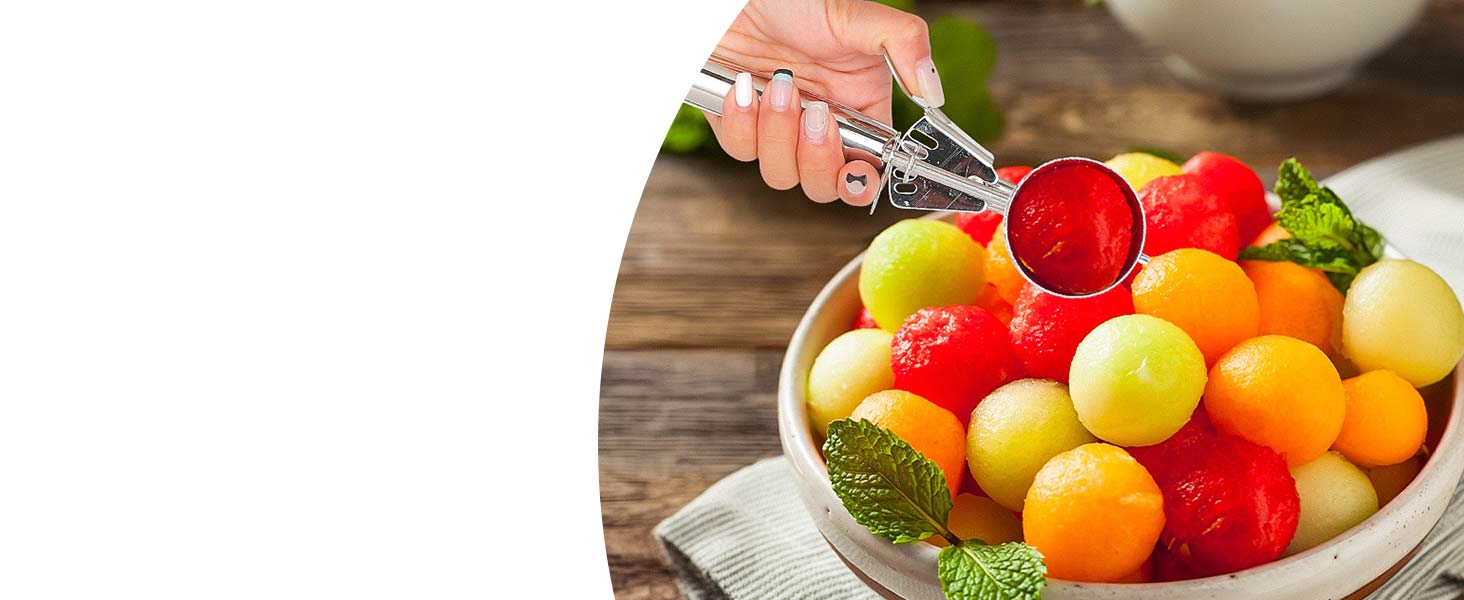 Cookie Scoops Set of 3 Ice Cream Scoop with Trigger 18/8 Stainless Steel, 3PCS Different Size Cupcake Scoop for Baking Mashed Potatoes Meatball Watermelon Muffin Batter Measuring (4oz + 2oz + 0.8oz)