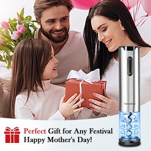 Electric Wine Opener Tomentific, Rechargeable Automatic Wine Corkscrew Bottle Opener With Foil Cutter, Type-C Charging Wine Openers With LED Light For Home Party Wedding Gifts (Stainless Steel)