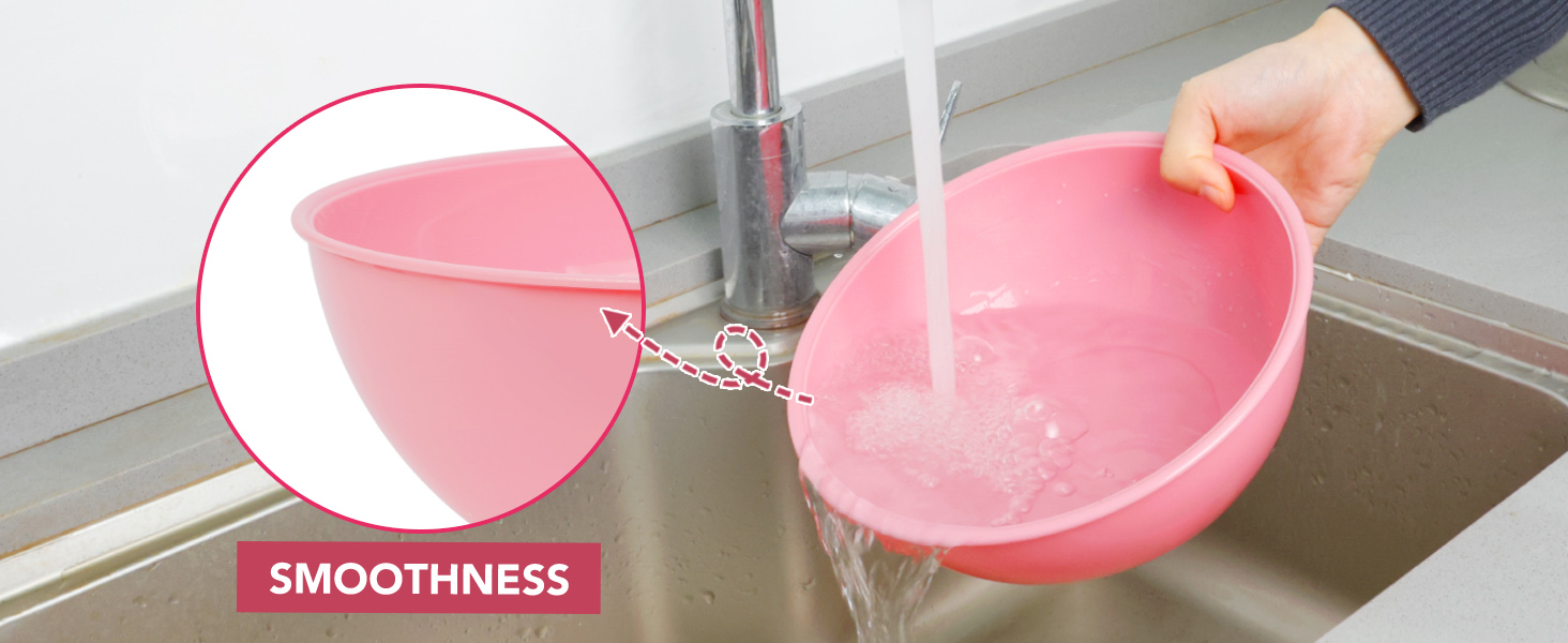 BoxedHome BPA Free Plastic Round Mixing Bowl with Lids, 12 Pack Nesting Bowls with Lids Set, Microwave and Dishwasher Safe Prep & Serving Bowls Great for Mixing, Baking, Serving (Pink, 12pcs)