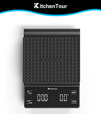 KitchenTour Dual Platform Digital Kitchen Scale with Total Weight Function - 500g/0.1g & 15kg/1g - Accurate for Cooking and Baking Black