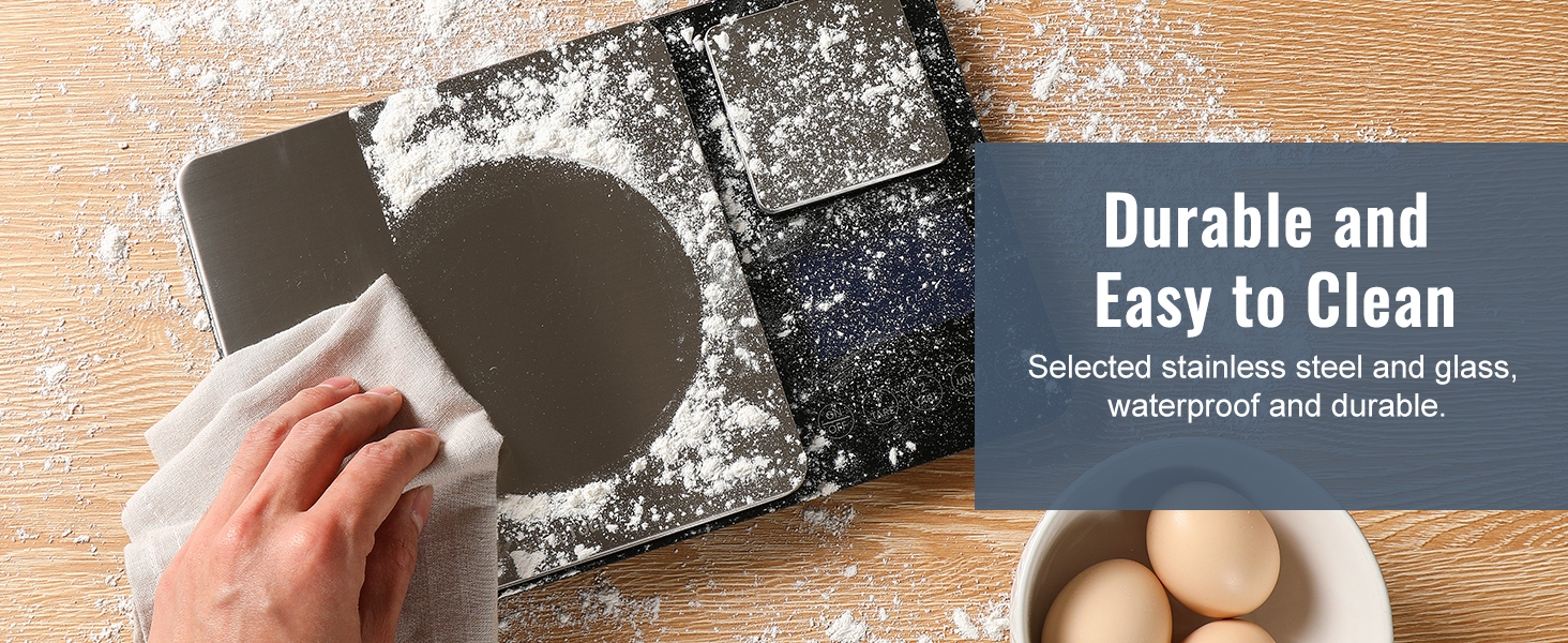 KitchenTour Dual Platform Digital Kitchen Scale with Total Weight Function - 500g/0.1g & 15kg/1g - Accurate for Cooking and Baking Black