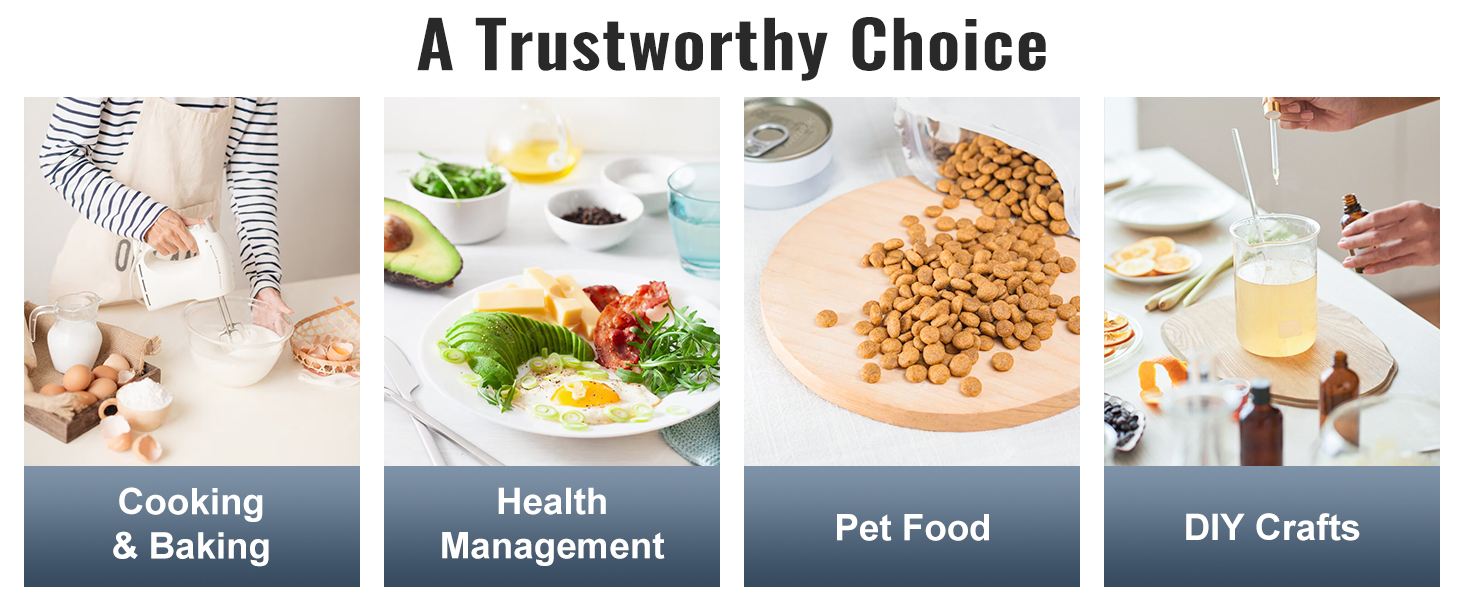 KitchenTour Dual Platform Digital Kitchen Scale with Total Weight Function - 500g/0.1g & 15kg/1g - Accurate for Cooking and Baking Black