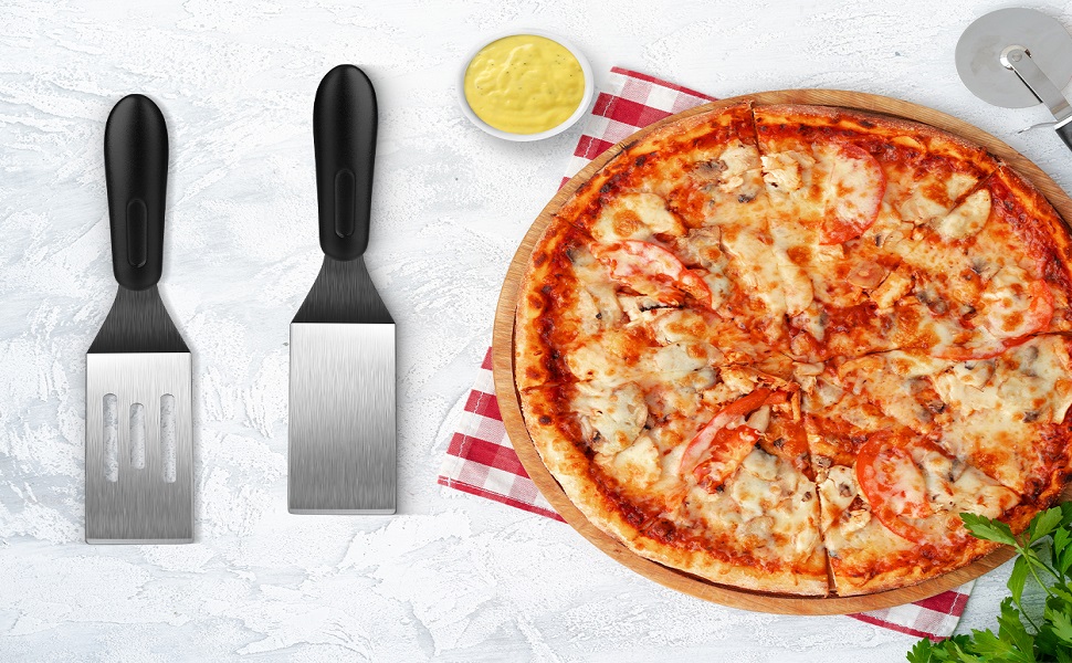Small Spatula 2 Pieces, Metal Spatulas for Kitchen Use, Stainless Steel Mini Serving Spatula for Flipping and Cooking, Ideal for Brownies, Tiramisu, Cookie, Lasagna or Pancakes, etc