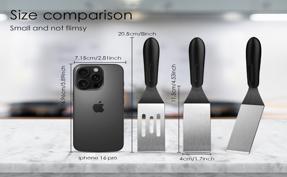 Small Spatula 2 Pieces, Metal Spatulas for Kitchen Use, Stainless Steel Mini Serving Spatula for Flipping and Cooking, Ideal for Brownies, Tiramisu, Cookie, Lasagna or Pancakes, etc