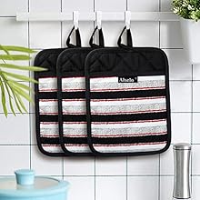 Silicone Pot Holders Set of 3 Heat Resistant & Non Slip Potholders, Professional Oven Hot Pads with Pockets Mitts for Kitchen Cooking Baking Barbecue (Khaki, 3)