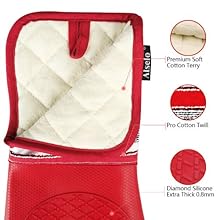 Silicone Pot Holders Set of 3 Heat Resistant & Non Slip Potholders, Professional Oven Hot Pads with Pockets Mitts for Kitchen Cooking Baking Barbecue (Khaki, 3)