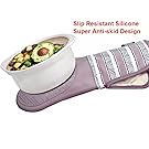 Silicone Pot Holders Set of 3 Heat Resistant & Non Slip Potholders, Professional Oven Hot Pads with Pockets Mitts for Kitchen Cooking Baking Barbecue (Khaki, 3)