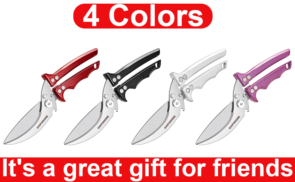 Heavy Duty Poultry Scissors - All Purpose Kitchen Shears for Chicken, Fish & Meat - Easily Separable, Dishwasher Safe (Red)