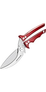 Heavy Duty Poultry Scissors - All Purpose Kitchen Shears for Chicken, Fish & Meat - Easily Separable, Dishwasher Safe (Red)