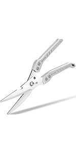 Heavy Duty Poultry Scissors - All Purpose Kitchen Shears for Chicken, Fish & Meat - Easily Separable, Dishwasher Safe (Red)