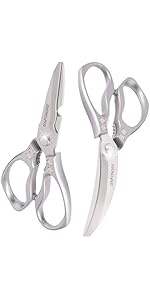 Heavy Duty Poultry Scissors - All Purpose Kitchen Shears for Chicken, Fish & Meat - Easily Separable, Dishwasher Safe (Red)
