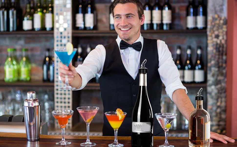 Aimery Automatic Measured Bottle Pourer-Quick Shot Spirit Liquor Bottle Pourer with Dust Caps,For Wine Cocktail Dispenser Home Bar Tools 1 oz / 30ml - (4 pack)