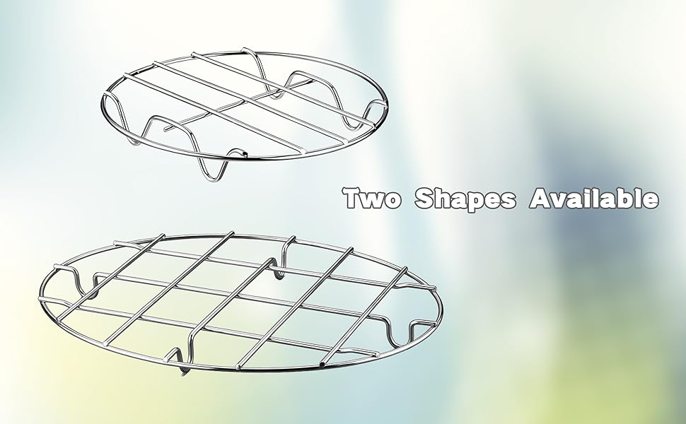 2 Pieces 304 Stainless Steel Cooling Racks, Roasting Rack, Multi-Purpose Cooking Rack Set for Baking, Roasting, Steaming and Cooling, Round and Oval Shapes Included