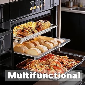 2 Pieces 304 Stainless Steel Cooling Racks, Roasting Rack, Multi-Purpose Cooking Rack Set for Baking, Roasting, Steaming and Cooling, Round and Oval Shapes Included