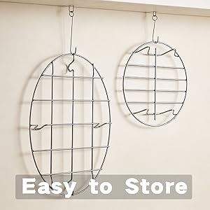 2 Pieces 304 Stainless Steel Cooling Racks, Roasting Rack, Multi-Purpose Cooking Rack Set for Baking, Roasting, Steaming and Cooling, Round and Oval Shapes Included