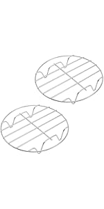 2 Pieces 304 Stainless Steel Cooling Racks, Roasting Rack, Multi-Purpose Cooking Rack Set for Baking, Roasting, Steaming and Cooling, Round and Oval Shapes Included