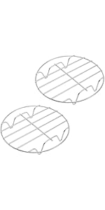 2 Pieces 304 Stainless Steel Cooling Racks, Roasting Rack, Multi-Purpose Cooking Rack Set for Baking, Roasting, Steaming and Cooling, Round and Oval Shapes Included
