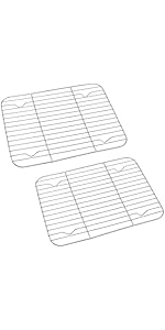 2 Pieces 304 Stainless Steel Cooling Racks, Roasting Rack, Multi-Purpose Cooking Rack Set for Baking, Roasting, Steaming and Cooling, Round and Oval Shapes Included