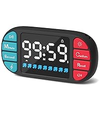 DOOMAY Digital Kitchen Visual Timer: 3.6'' Large LED Display, Magnetic, 3 Brightness, 4 Alarms and Volume, Memory Function, Countdown Count up for Cooking, Classroom, Home Gym, AAA Battery Included
