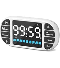 DOOMAY Digital Kitchen Visual Timer: 3.6'' Large LED Display, Magnetic, 3 Brightness, 4 Alarms and Volume, Memory Function, Countdown Count up for Cooking, Classroom, Home Gym, AAA Battery Included